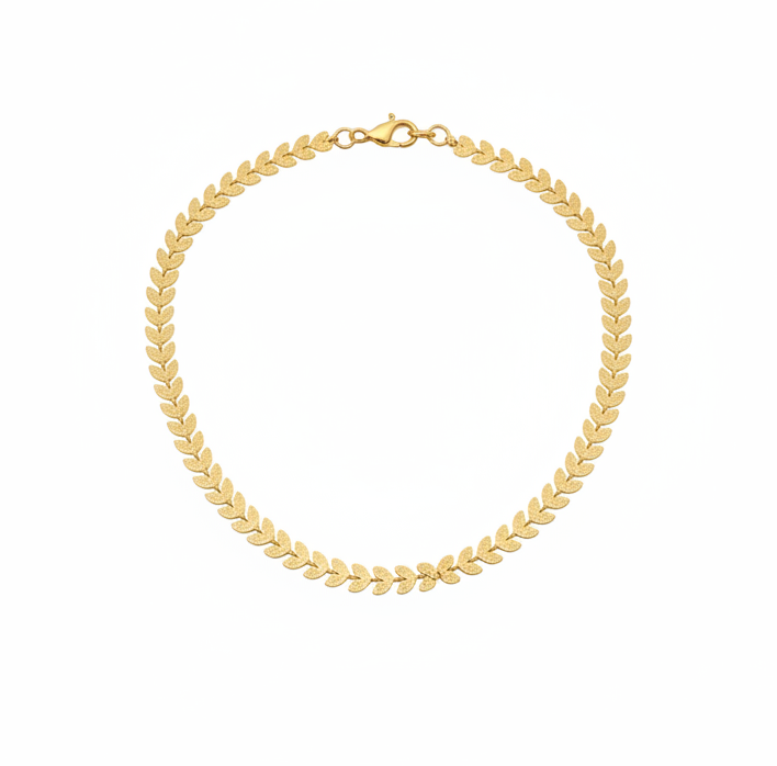 Gold Olive Leaf Choker Chain Necklace