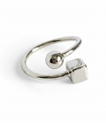 Sterling Silver Square Sphere Geometric Ring - view 3