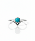 Sterling Silver Genuine Turquoise Chevron Ring - view 3