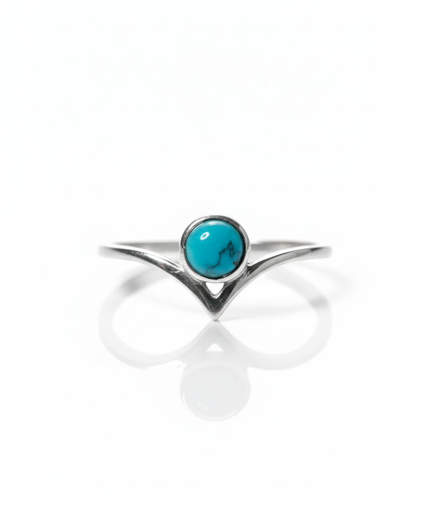 Sterling Silver Genuine Turquoise Chevron Ring - view 3