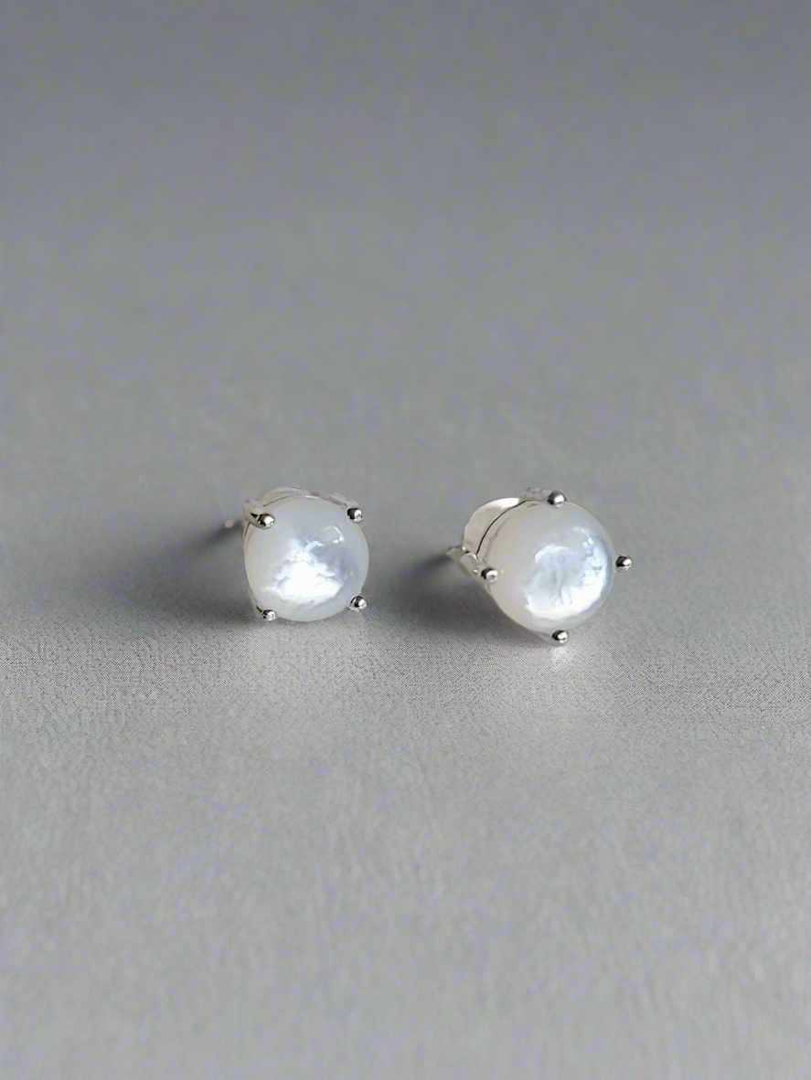 Sterling Silver 925 Mother of Pearl Studs Earrings - view 4
