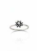 Sterling Silver Beaded Dainty Flower Bali Ring