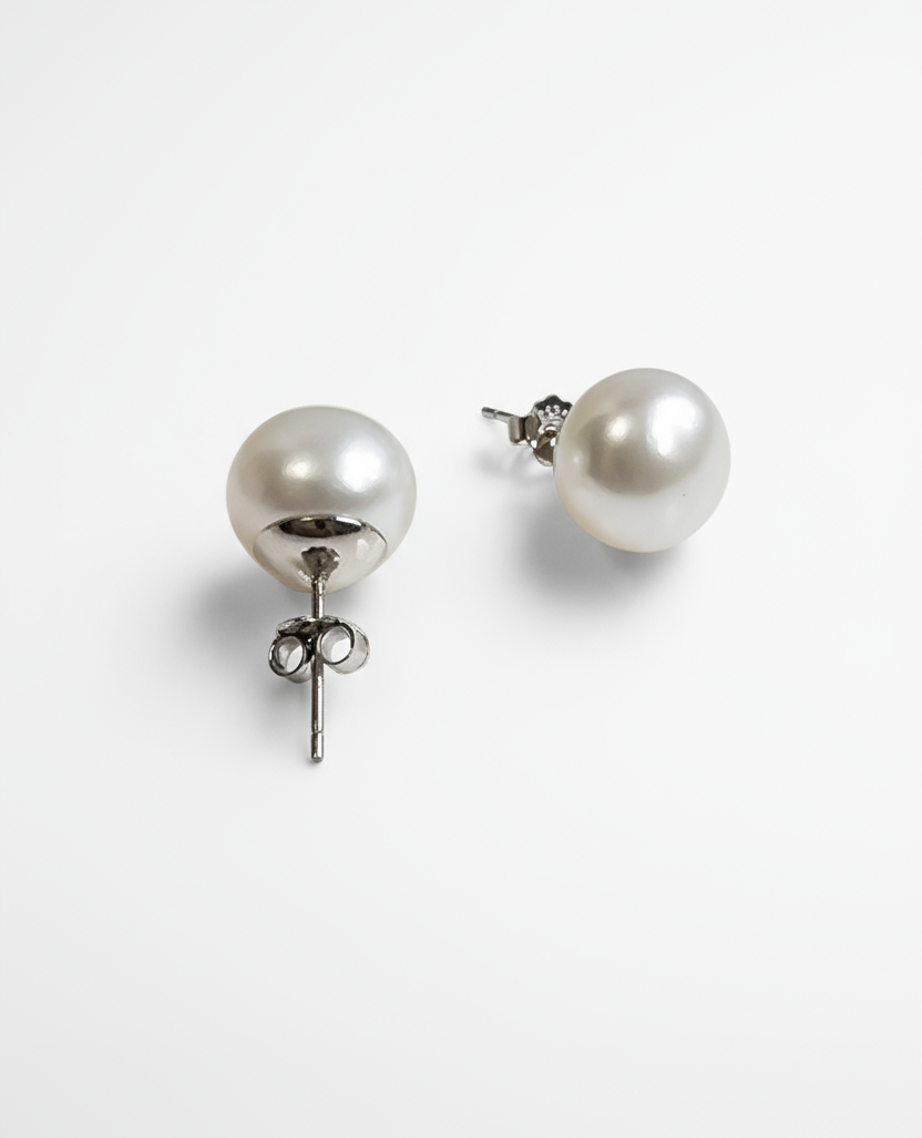 Sterling Silver Fresh Water Stud Earrings 8, 10