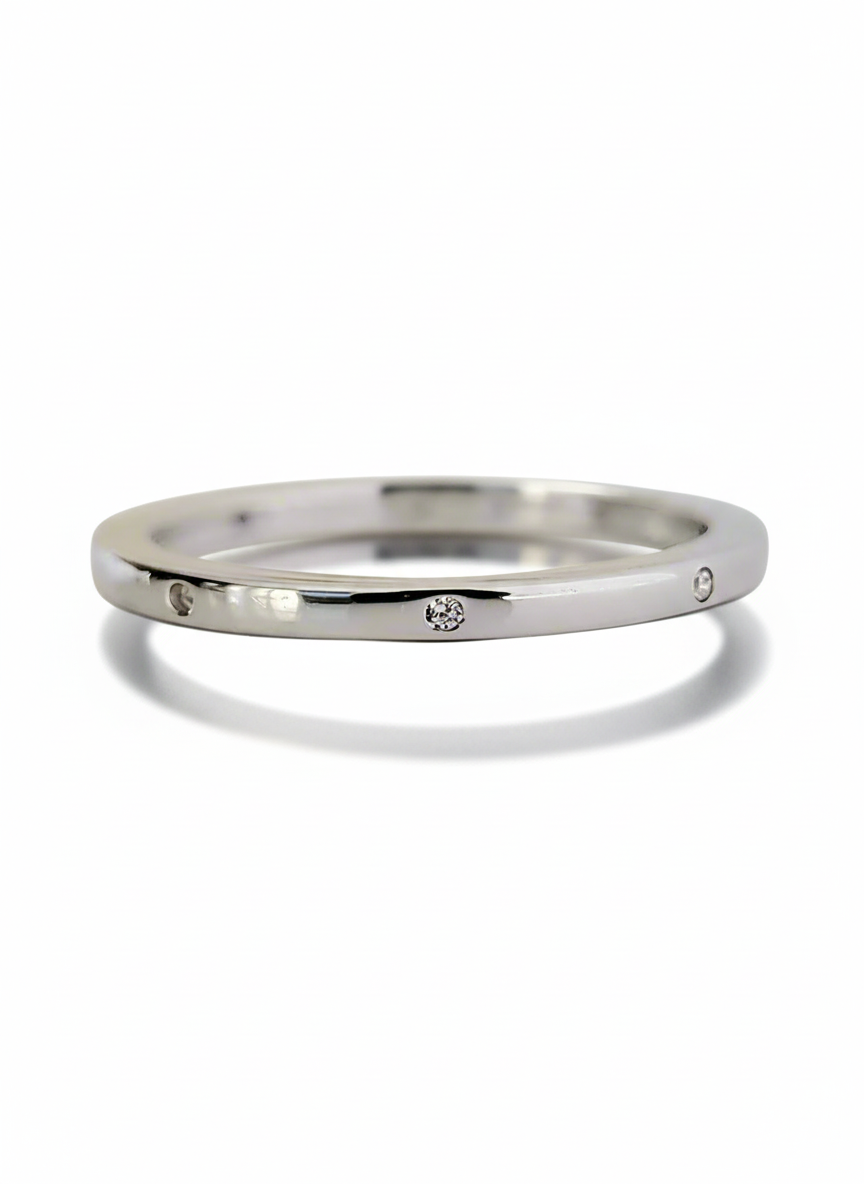 Sterling Silver 925 Elegant Thin Band Cz Ring