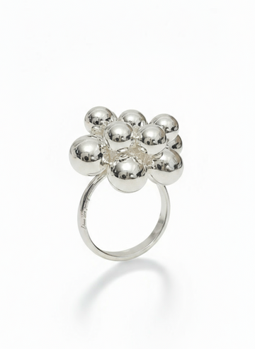 Sterling Silver 925 Dangling Spheres Statement Bold Ring