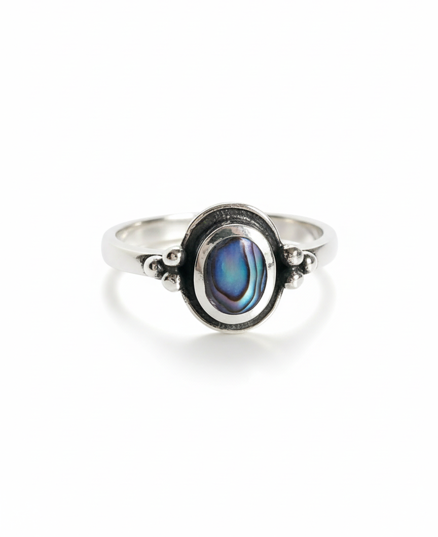 Sterling Silver Genuine Abalone Ring - view 5