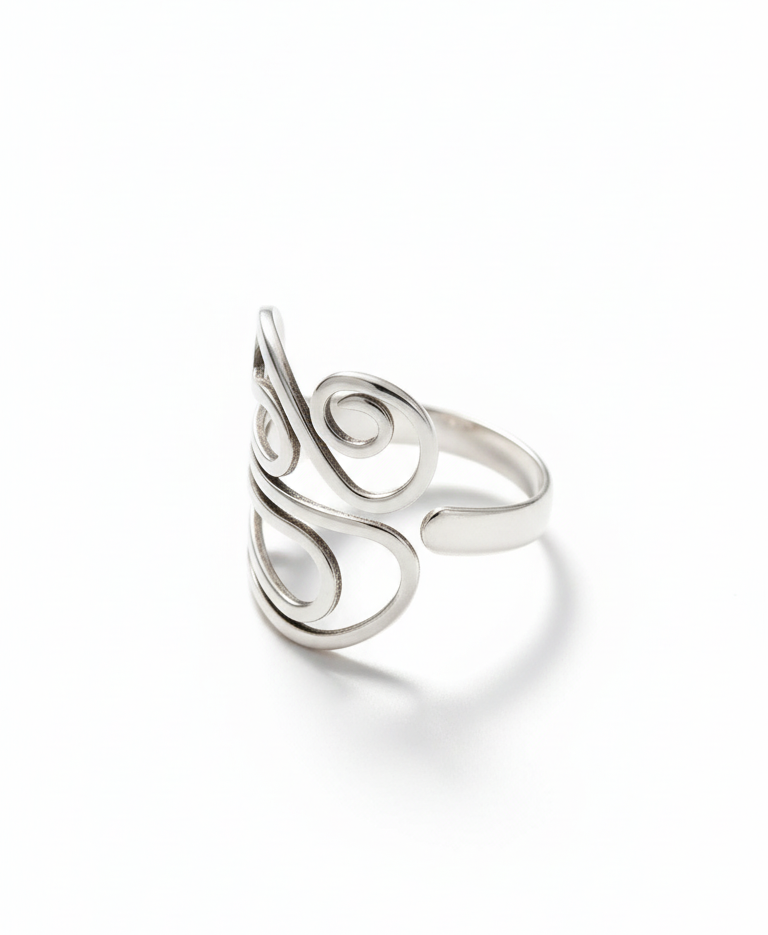 Sterling Silver 925 Swirl Shield Ring - view 3
