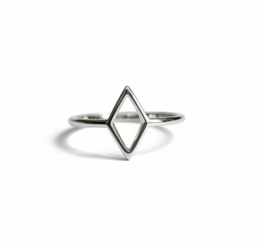 Sterling Silver Diamond Shape Ring