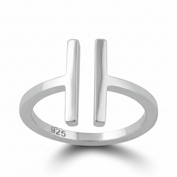 Sterling Silver Double T Bar Ring