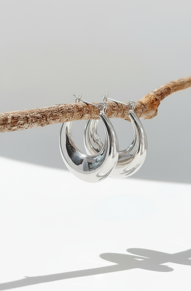 Large Sterling Silver Hoop Earrings