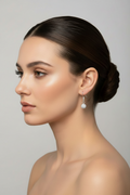 Sterling Silver White Crystal Disco Ball Earrings - view 2