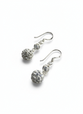 Sterling Silver White Crystal Disco Ball Earrings - view 3