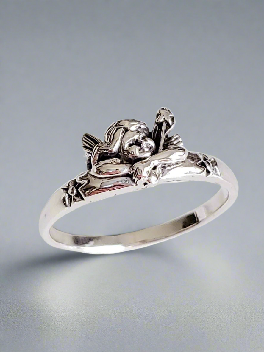Sterling Silver Spiritual Angel Ring - view 6