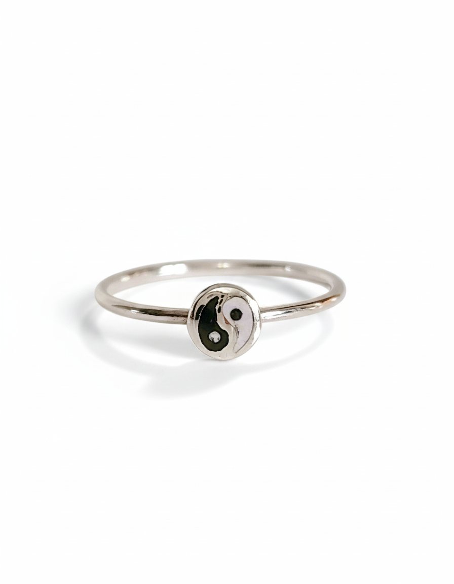 Sterling Silver Dainty Yin Yang Ring
