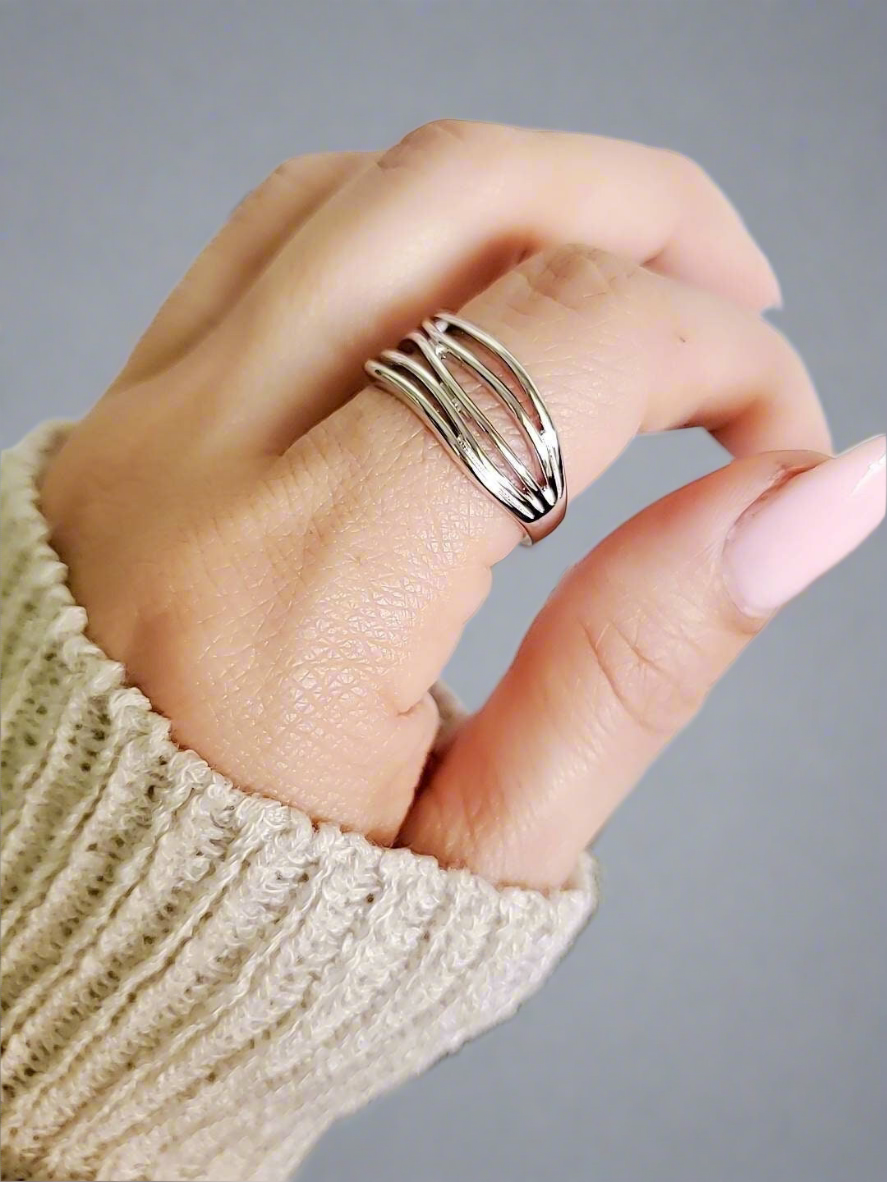 Sterling Silver Woven Band Ring - view 10