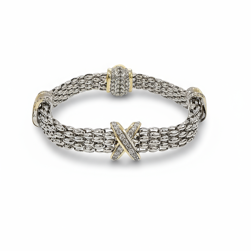 Silver Cable X Bracelet