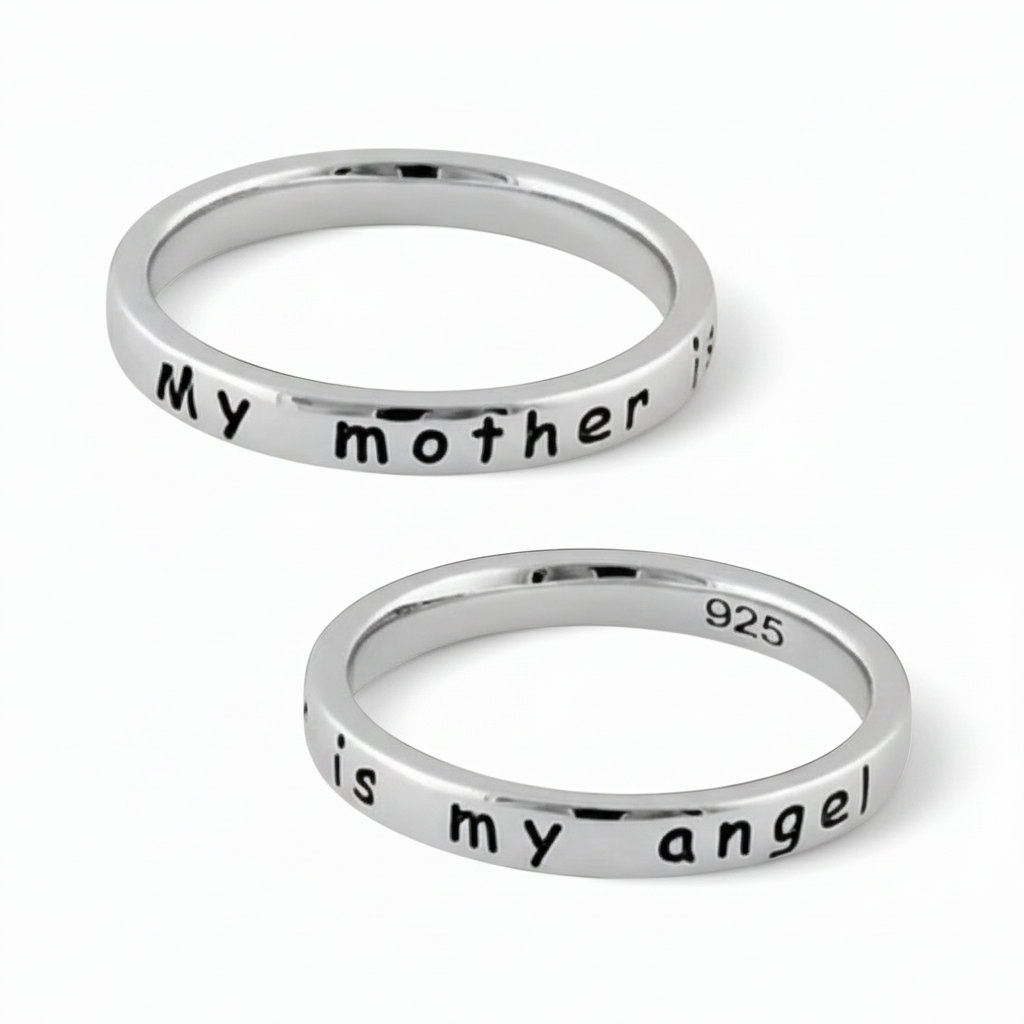Sterling Sliver engraved My Mother is my angel Ring