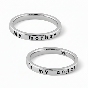 Sterling Sliver engraved My Mother is my angel Ring