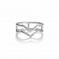 Sterling Silver Double Geometric Chevron Ring