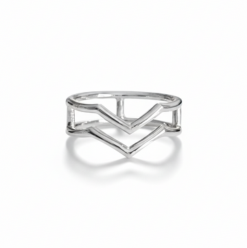 Sterling Silver Double Geometric Chevron Ring