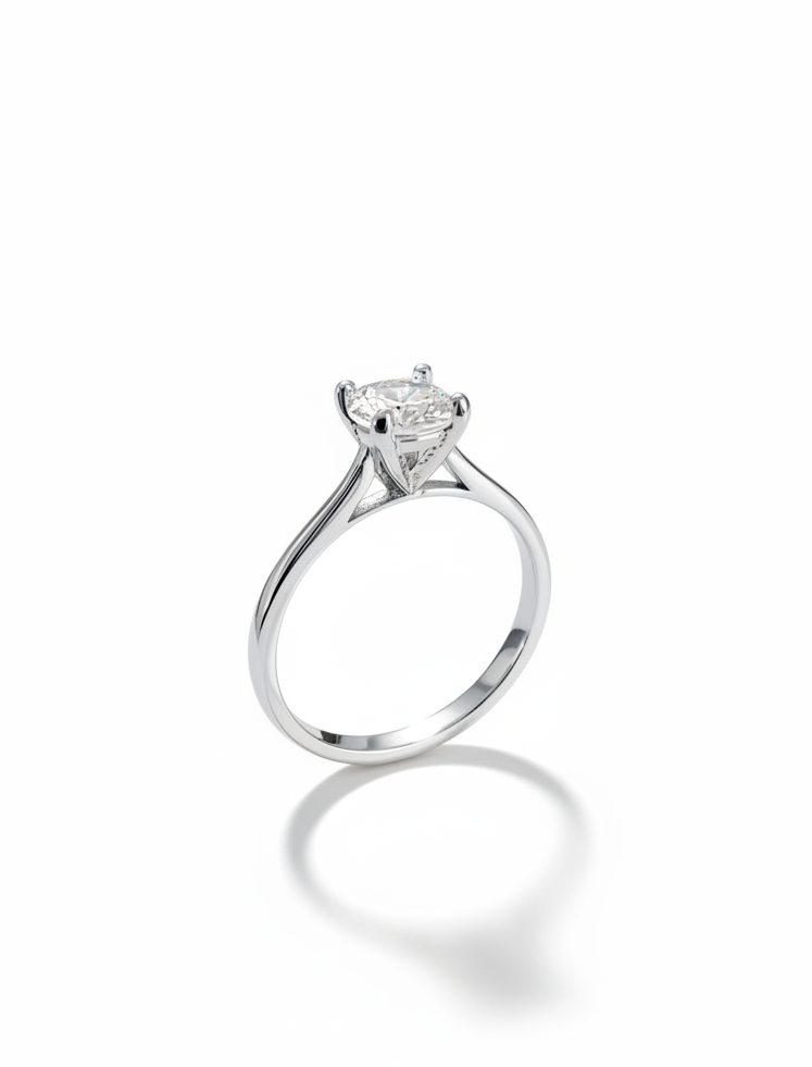 Sterling Silver 925 Round Cut Engagement Ring - view 5