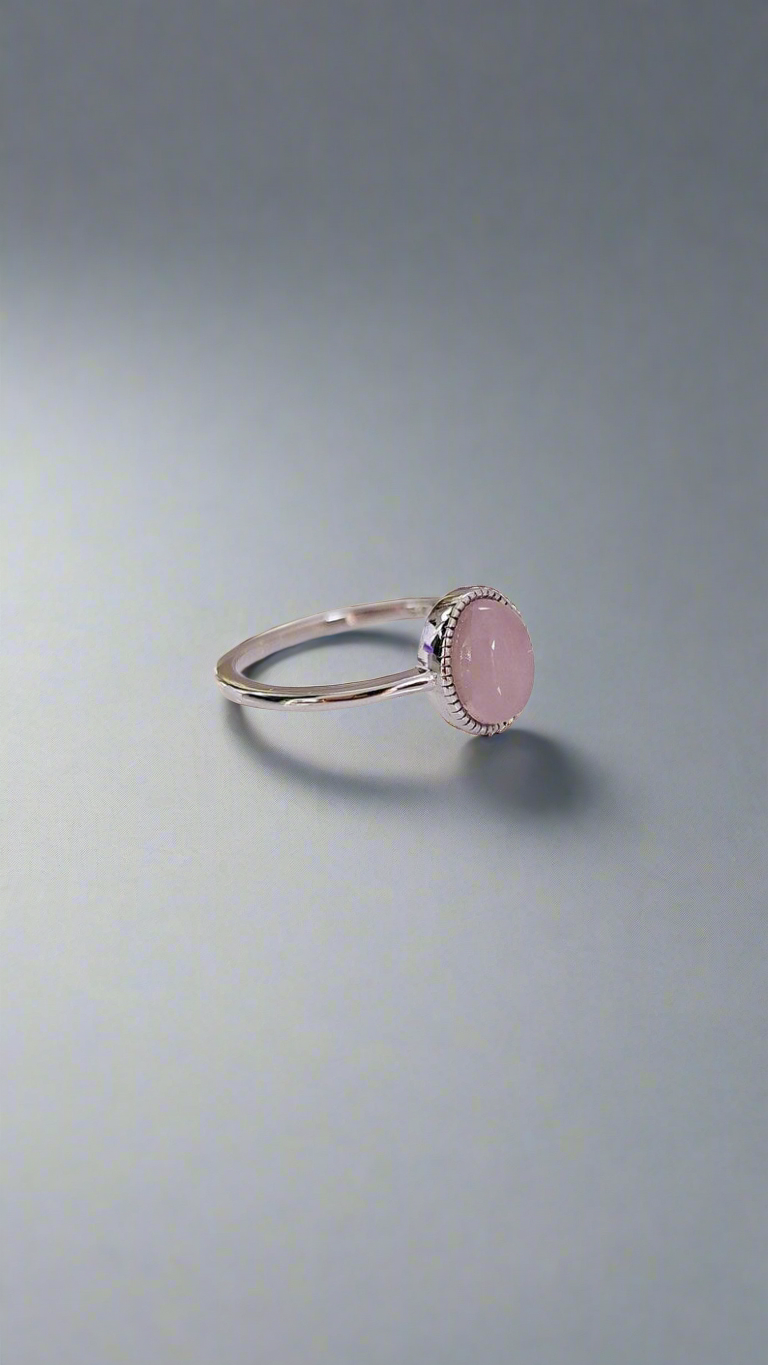 Sterling Silver 925 Natural Rose Quartz Ring - view 6
