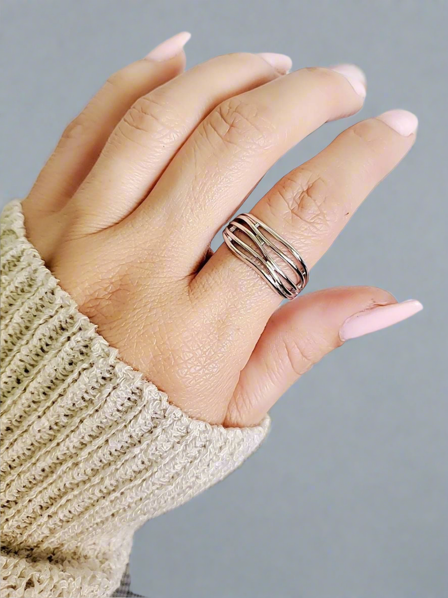 Sterling Silver Woven Band Ring - view 4