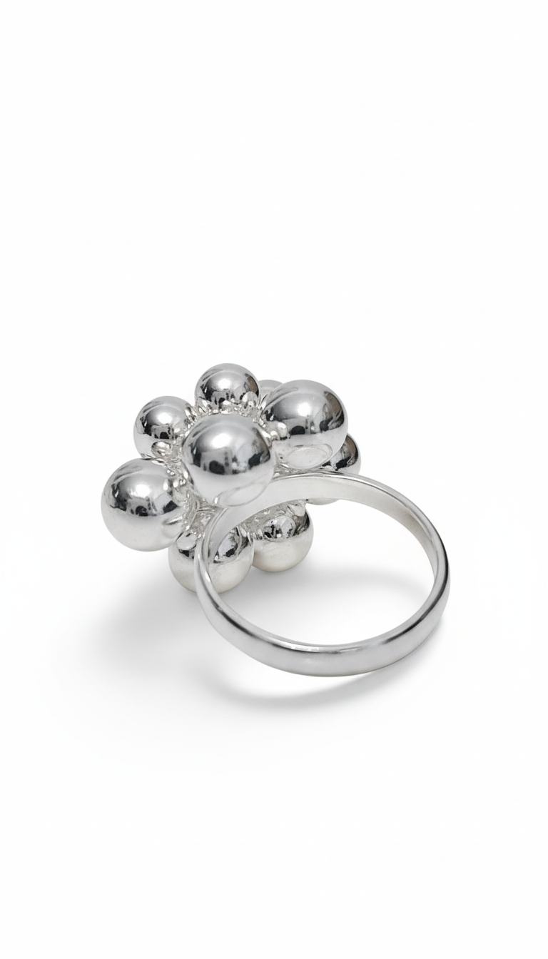 Sterling Silver 925 Dangling Spheres Statement Bold Ring - view 2