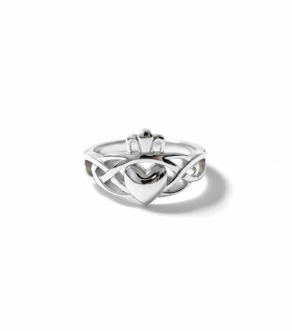 Sterling Silver Claddagh Celtic Ring - view 3