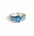Sterling Silver Plumeria Hawaiian Blue Opal Ring