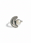 Sterling Silver Crescent Moonstone Moon Ring - view 10