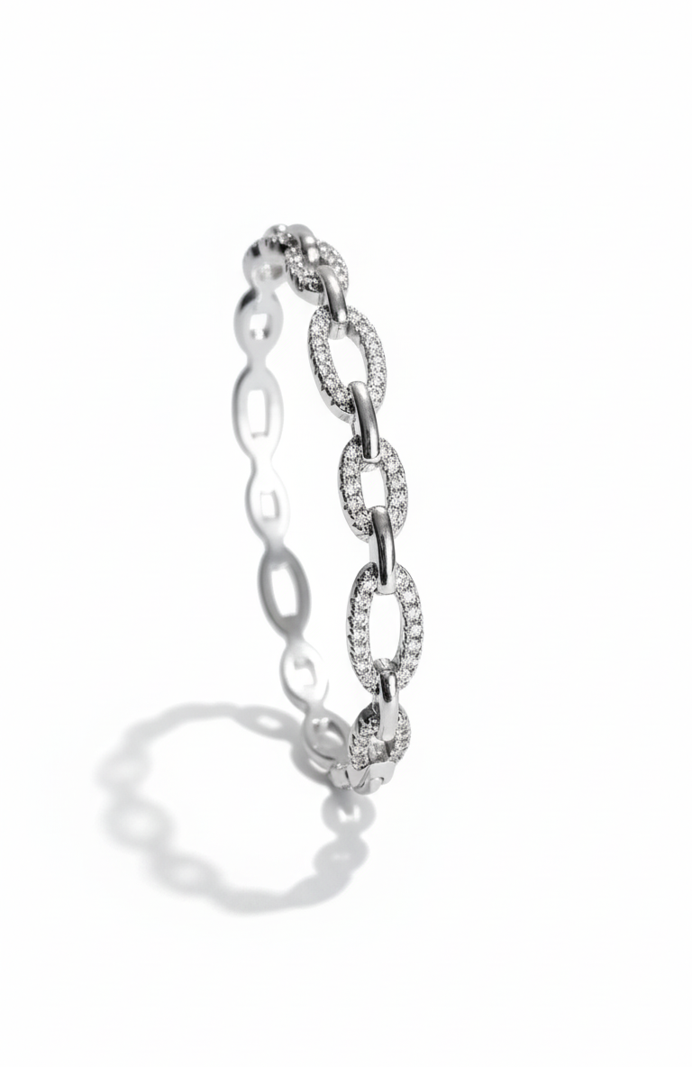 Silver Chain Bangle Bracelet - view 3