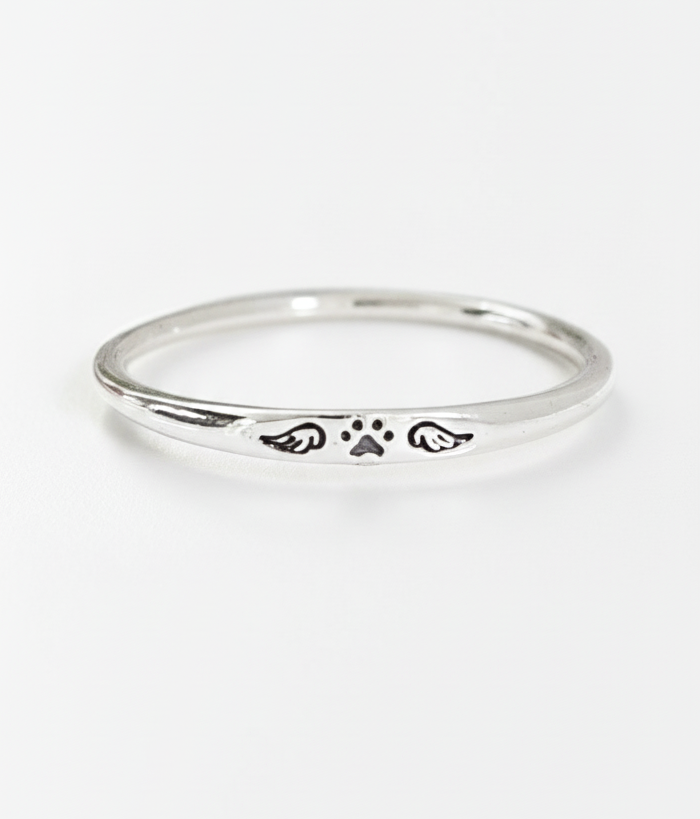 Sterling Silver Paw Angel Wings Ring - view 7
