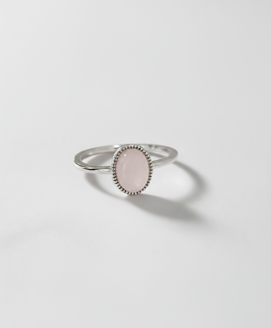 Sterling Silver 925 Natural Rose Quartz Ring