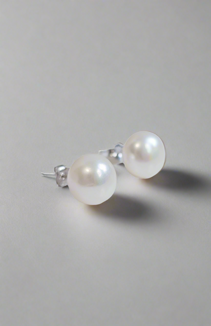 Sterling Silver Fresh Water Stud Earrings 8, 10 - view 5