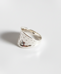 Sterling Silver Concave Hammered Silver Ring - view 3