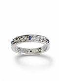 Sterling Silver 925 Celtic Braided Eternity Sapphire Ring