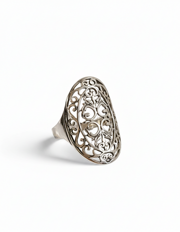 Sterling Silver Shield Filigree Ring