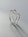 Sterling Silver Double Geometric Chevron Ring - view 3