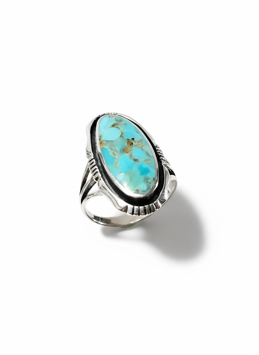 Sterling Silver Natural Turquoise Ring size 12