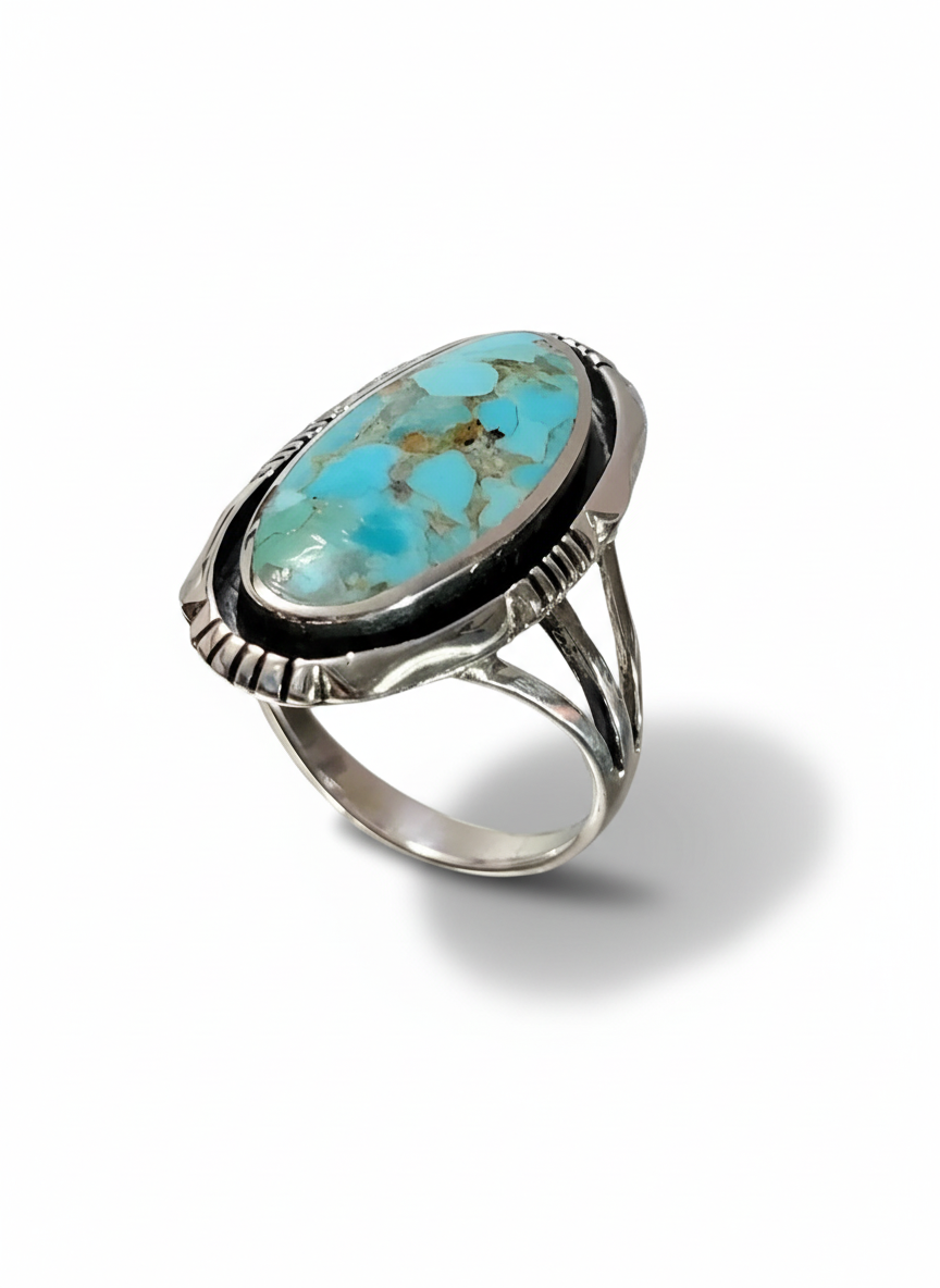 Sterling Silver Natural Turquoise Ring size 12 - view 4