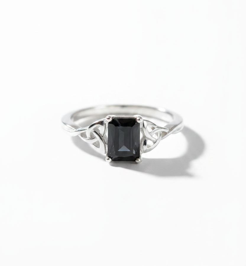 Sterling Silver Onyx Celtic Ring