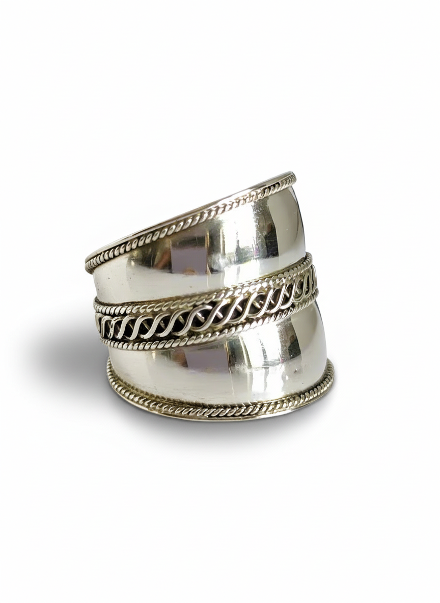 Sterling Silver Concave Bali Ring - view 3