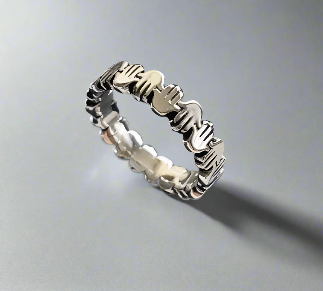 Sterling Silver Hand of Fatima Hansa Protection Amulet Ring - view 5