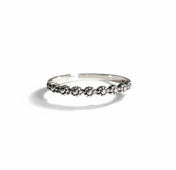 Sterling Silver Tiny Flowers Bali Band Ring