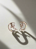 Sterling Silver Opal Angel Sitting on the Moon Stud Earrings - view 4