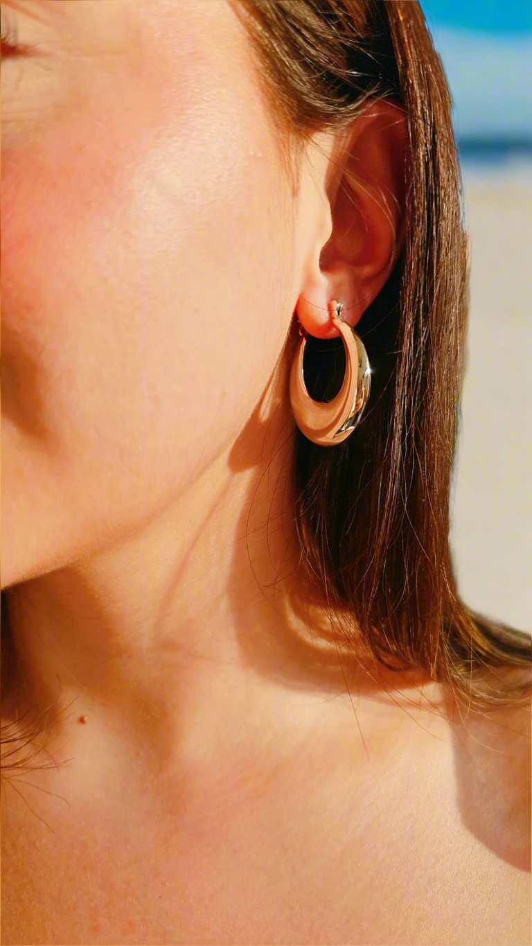Sterling Silver 925 Large Oval Hoop Earrings - view 4