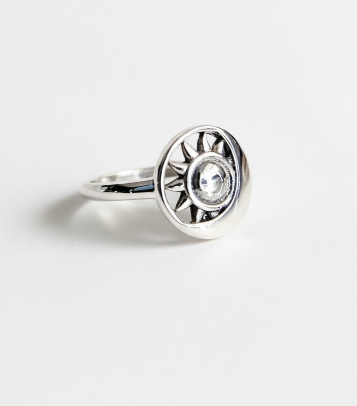 Sterling Silver Sun Eclipse Moon Ring