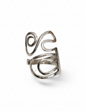 Sterling Silver 925 Swirl Shield Ring