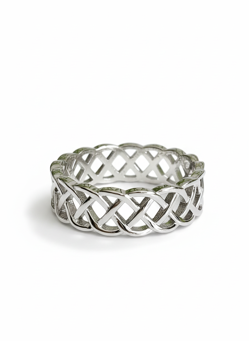 Sterling Silver Unisex Braided Band Ring - view 4